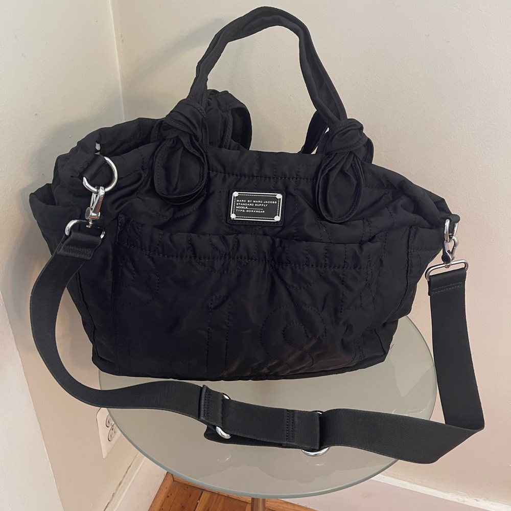 Marc by Marc Jacob’s Logo Quilted Tote with Shoulder Trap